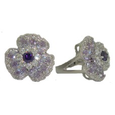 Flower Ring Lavender Austrian Crystal 