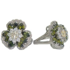 Olive Austrian Crystal Stones Flower Ring 