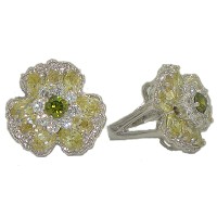 Peridot Austrian Crystal Stone Flower Ring 