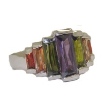 Designer Ring Dark Multi Austrian Crystal