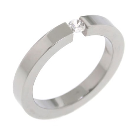 Stainless Steel.White CZ Ring