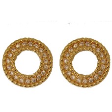 Gold Circle Earring in Crystal with omega clip