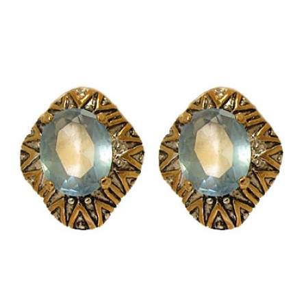 Designer Earring Accented 18 KT Gold CZ Stone