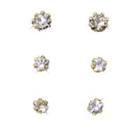 3 CZ Studs in pouch yellow gold wholesale earrings