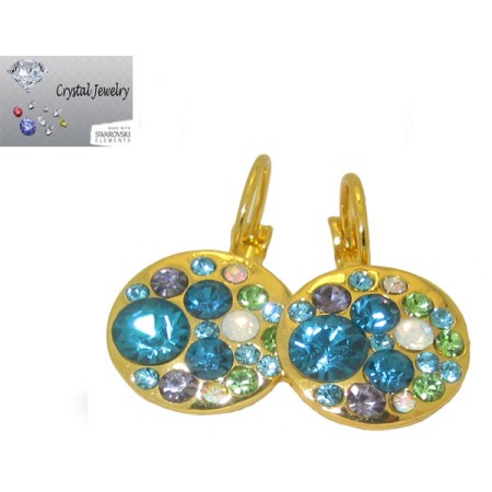 Light and Dark Sapphire Crystal stones kaleidoscope earrings 
