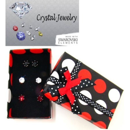 3 Pairs of Earrings in Gift Box White Gold