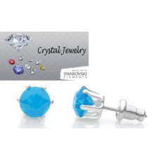 Carribean blue opal 2 Carat Swarovski Stone Stud Earrings White Gold