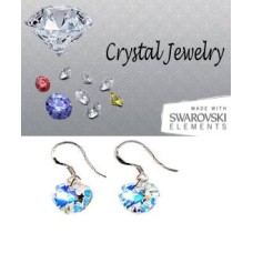 Swarovski Austrian crystal Aurora Borealis earrings pouched White