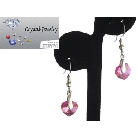 Swarovski Austrian crystal Rose Pink Crystal earrings with pouch White