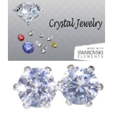 2 Carat Crystal Swarovski Stone Crystal Stud Earrings white