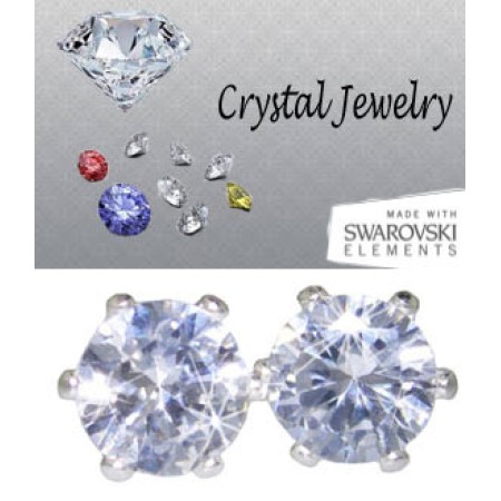 2 Carat Crystal Swarovski Stone Crystal Stud Earrings yellow gold