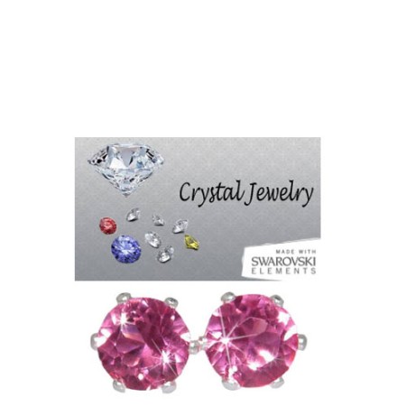 Rose Pink 2 Carat Swarovski Stone Stud Earrings yellow gold