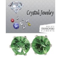 Peridot 2 Carat Swarovski Stone Stud Earrings yellow gold