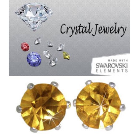 Jonquil 2 Carat Swarovski Stone Yellow Stud Earrings yellow gold