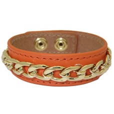 Leather Bracelet with Chain accent