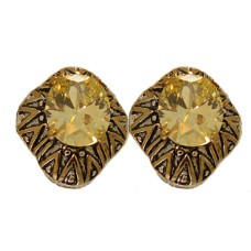 Designer Earring Accented 18 KT Gold CZ Stone