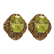 Designer Earring Accented 18 KT Gold CZ Stone