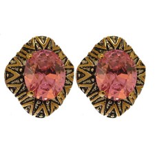 Designer Earring Accented 18 KT Gold CZ Stone