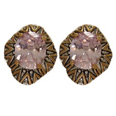 Designer Earring Accented 18 KT Gold CZ Stone