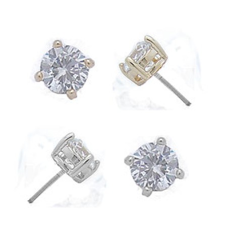 Swarovski wholesale White Gold Cz Stud Earrings 5 mm