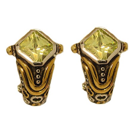 Peridot Simulated Diamond Designer Earring