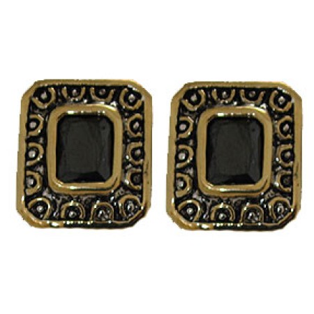 Jet Cz Designer Earrings Accented 18 KT Gold