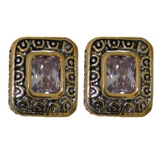 Lavander Cz Designer Earrings Accented 18 KT Gold