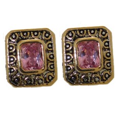 Pink Designer Simulated Diamond Earrings