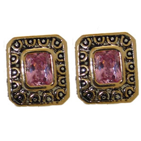 Pink Designer Simulated Diamond Earrings