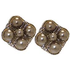 Gunmetal Pearl Crystal Designer Earrings