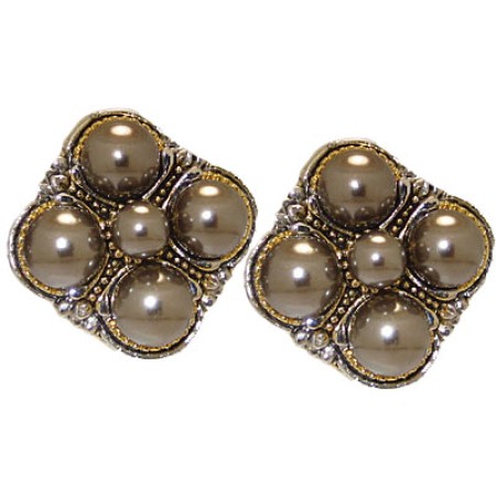 Gunmetal Pearl Crystal Designer Earrings