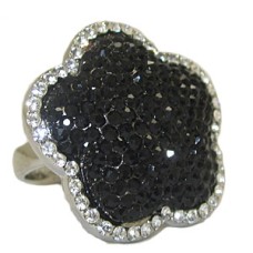 Jet Black And White Crystal Wholeale Ring