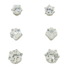 3 Wholesale Stud Earring Set on Card white gold