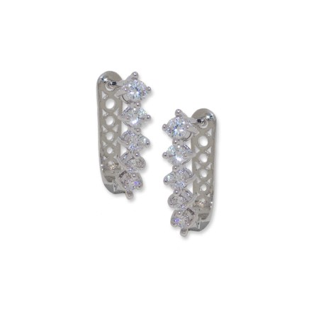 Silver And white CZ huggie style earrings