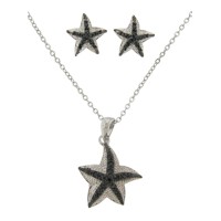 2 Pcs Pave Star Fish Earring and Necklace Set