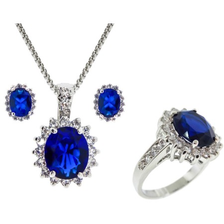 CZ Pendants, Earrings and Ring 3 Pcs Set