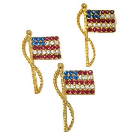 Rhine Stone Flag Pin Patriotic Jewelry