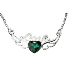 Crystal Ruby Love with wing necklaces Emerald Green