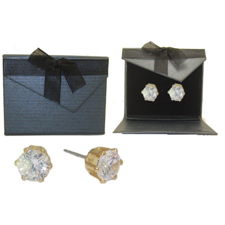 Yellow Gold Shaped Earrings Fabulous CZ