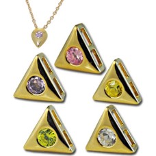 CZ Slider Pendant Sparkling gold plated CZ round sliders and chain 3 charms