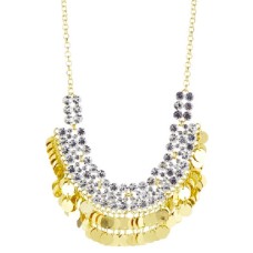 Gold Necklace Accented in Crystal