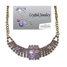 Purple Crystal Wholesale Necklace set in Gold