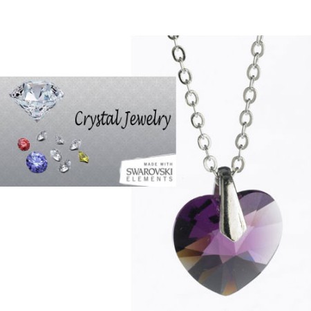 Swarovski Austrian crystal Amethyst necklace with pouch White