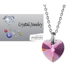 Swarovski Rose Pink crystal necklace with pouch Yellow