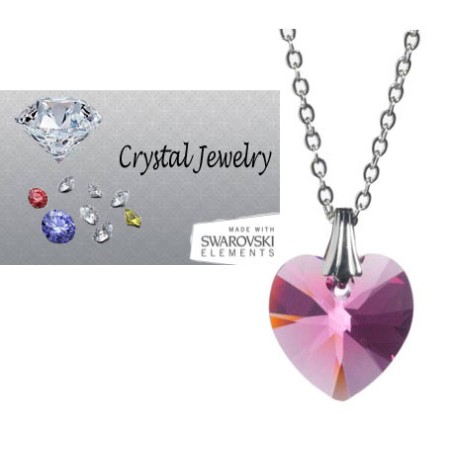 Swarovski Rose Pink crystal necklace with pouch Yellow