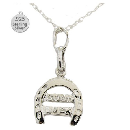 Silver Good Luck Horse Shoe Pendant And Chain