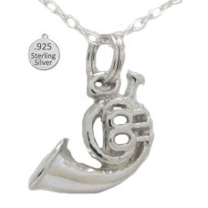 Sterling Silver French Horn Pendant And Chain