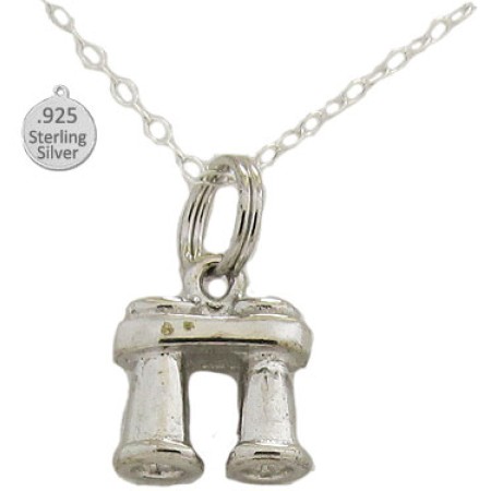 925 Sterling Silver Binoculars Pendant And Chain