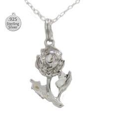 Sterling Silver Rose Pendant And Chain