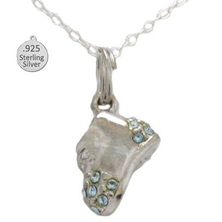 Silver Blue Baby Shoe Pendant And Chain